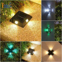 Vimite 4 Led ไฟโซล่าเซลล์ Solar Lights Outdoor Waterproof ไฟอัตโนมัติ House ไฟตกแต่ง โคมไฟแต่งสวน โคมไฟติดผนัง for Fence Step Stair Patio Balcony Warm