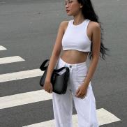 Áo thun ba lỗ tank top màu trắng, là min - CROP TANK TOP