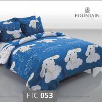 FOUNTAIN ผ้าปูที่นอน 3.5 5 6 ฟุต ลายลิขสิทธิ์แท้  ชินามอนโรล ซานริโอ้ CINNAMOROLL SANRIO  รหัสสินค้า FTC053 สีน้ำเงิน ไม่รวมนวม ผ้าปูที่นอนสูง 13 นิ้ว