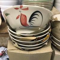 Chicken patterned bowl ชามกระเบื้องลายไก่โบราณ 8 นิ้ว บรรจุ 6 ใบ