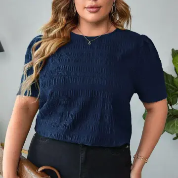 Plus Size Chanel-Esque Puff Sleeve Long Sleeve Shirt Blouse – Pluspreorder
