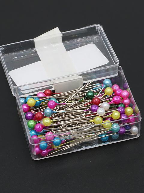 100Pcs/Box 38cm Colorful Round Pearl Head Needles Stitch Straight Push  Sewing Pins For Dressmaking DIY Sewing Tools Positioning