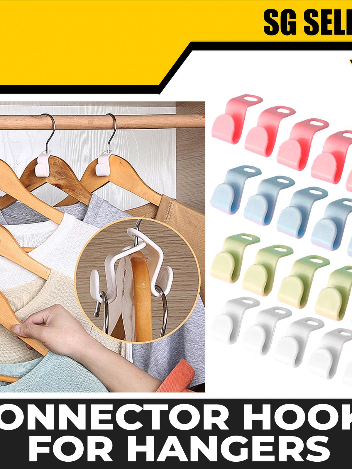 60 Pcs Clothes Hanger Connector Hooks,Plastic Cascading Hanger Hooks  Extender Clips,Wardrobe Clothing Hangers Connection Hooks for Organizer  Closet Cabinet Space Savers Hangers, White 