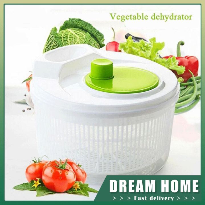  Hnei Creative Fruit Dehydrator Household Salad Spinner 4L  Plastic Vegetable Spin Dryer Fruit Salad Shaker Drain Basket (Color :  Pink): Home & Kitchen