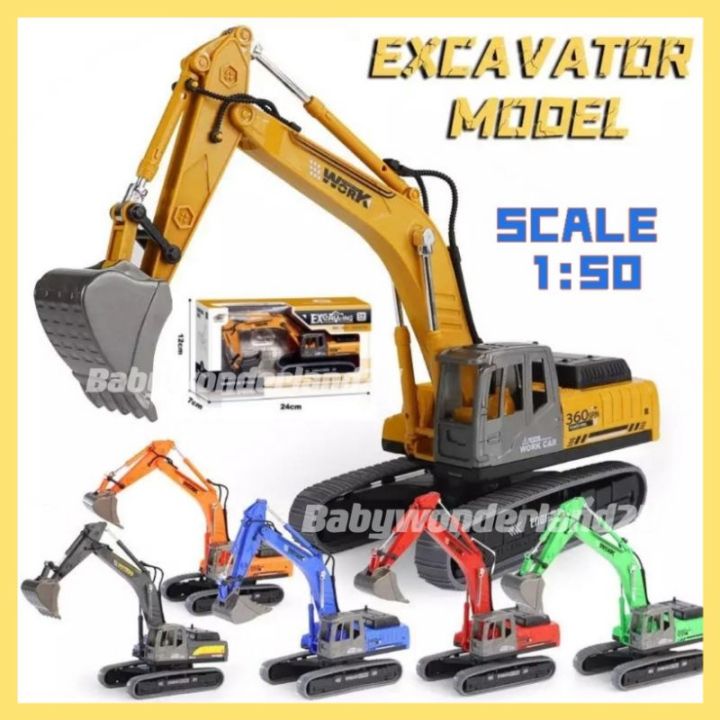 1:50 Engineering Excavator Jengkaut Construction ABS Material Model ...