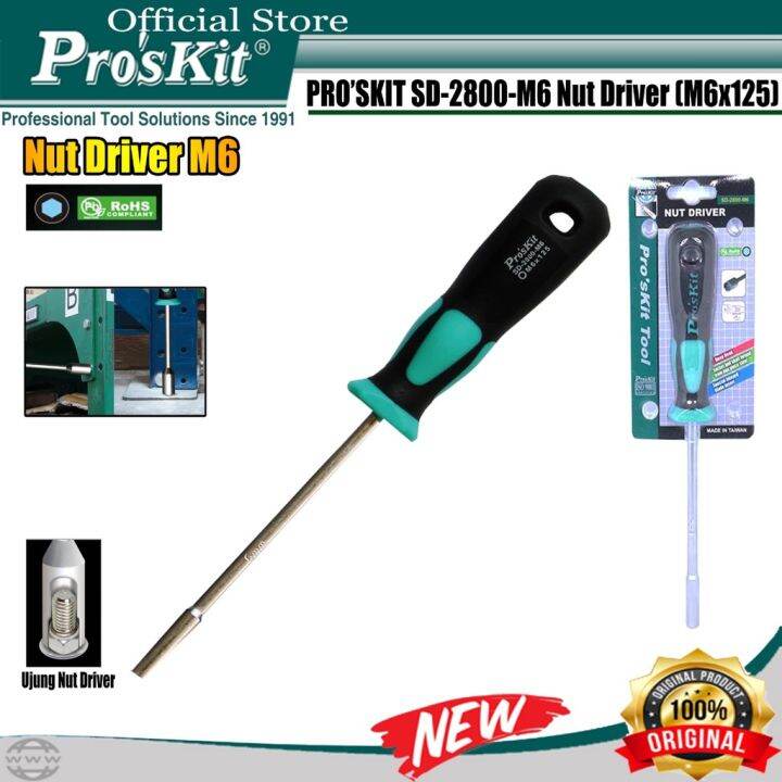 Pro'skit Obeng Nut Driver Proskit SD2800M6 6 X 125MM Original