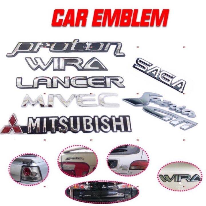 Emblem logo proton wira saga satria gti mitsubshi lancer mivec | Lazada