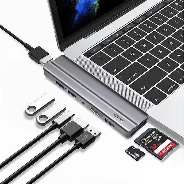 wiwu-7-in-1-usb-type-c-hub-for-macbook-pro-3-0-dual-type-c-usb-c-adapter-with-hdmi-4k-video-pd-card-read-sd-tf