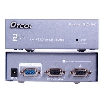 dtech-2-way-powered-vga-splitter-amplifier-box-high-resolution-1080p-svga-video-1-in-2-out-250-mhz-for-1-pc-to-dual-moni
