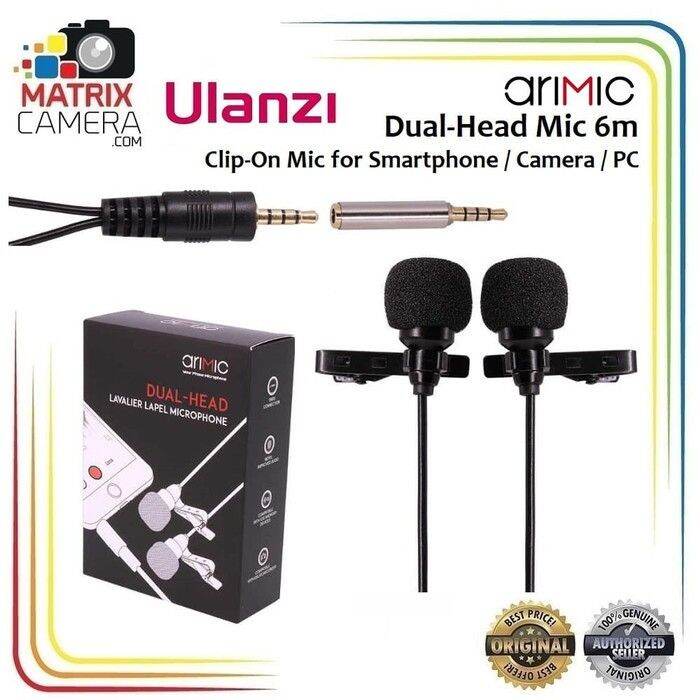 Ulanzi Arimic Dual Head Mic 6m Clip On Mic for Smartphone Camera PC ...