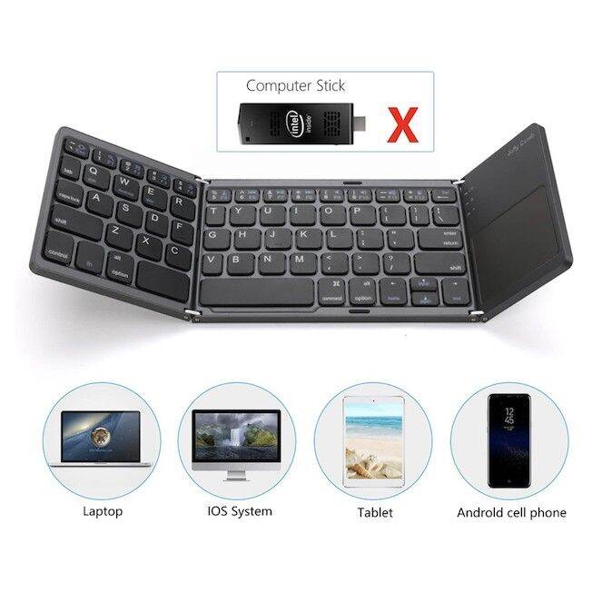 พร้อมส่ง-คีย์บอร์ดไร้สาย-keyboard-bluetooth-แบบพกพาพับได้-touch-padในตัว-นำ้หนักเบา-สกรีนแป้นพิมพ์-th-en