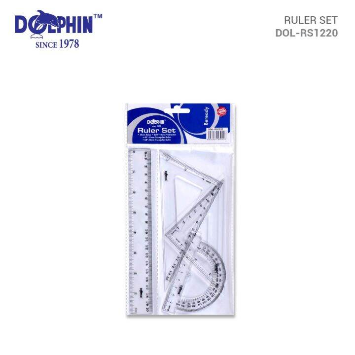 DOLPHIN Ruler Set | Including Ruler/Protractor/Triangle Ruler | 4 Types ...