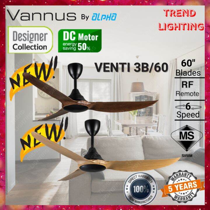 ALPHA Vannus Venti 60 Ceiling Fan 3 Blades DC Motor 6 Speeds Remote