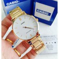 CASIO ของแท้ นาฬิกาผู้หญิง รุ่น LTP-VT01 ตัวเรือนแสตนเลส ทรงเรียบๆ บางๆ กันน้ำ