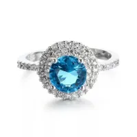 แหวนBlue Zircon เพทาย สีฟ้า แหวนเสริมดวงเดือนธันวาคม