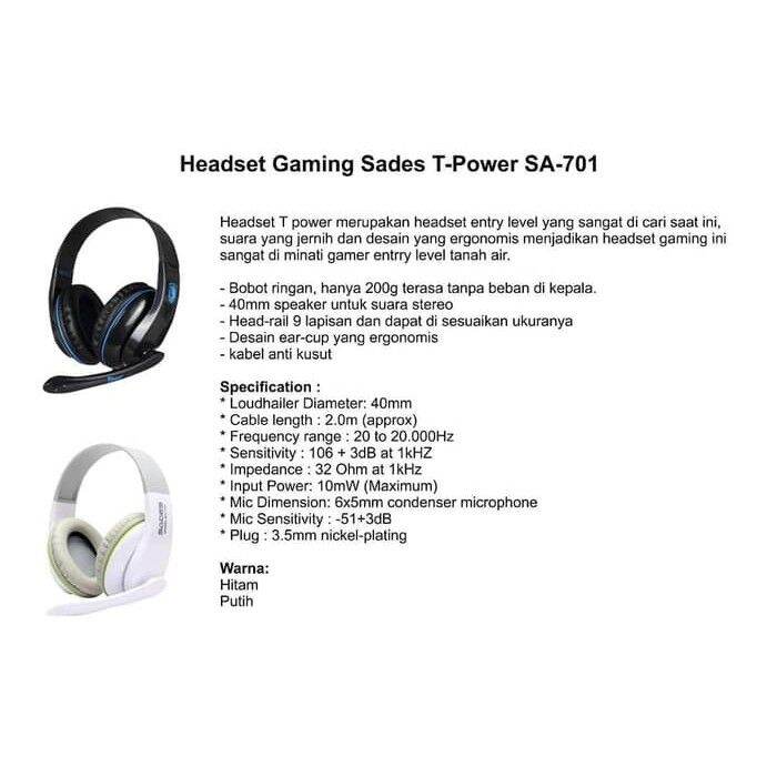 Sades T-Power SA-701 Gaming Headphones with Mic