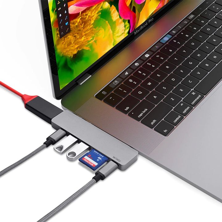 wiwu-7-in-1-usb-type-c-hub-for-macbook-pro-3-0-dual-type-c-usb-c-adapter-with-hdmi-4k-video-pd-card-read-sd-tf