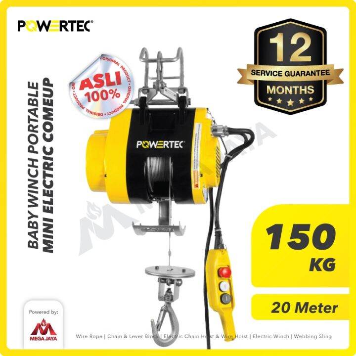 Baby Winch Portable Mini Electric 150 Kg x 20 Meter POWERTEC Lazada