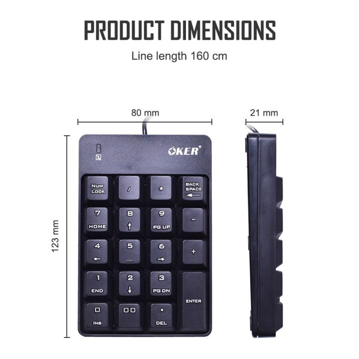 oker-kp-051-ราคาพิเศษ-คีย์บอร์ดแป้นตัวเลข-usb-super-slim-mini-keypad