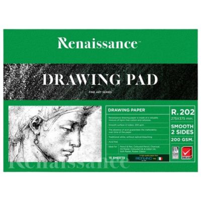 Renaissance สมุดวาดรูป กระดาษวาดเขียน เรนาซองซ์ ผิวเรียบ ผิวหยาบ 200 A6 ( 1 เล่ม )