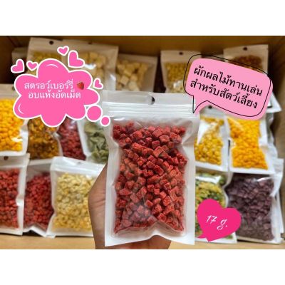 สตรอว์เบอร์รี่อบแห้ง Freeze Dried Strawberry  ผลไม้เสริมวิตามินสำหรับสัตว์เลี้ยงฟันแทะทุกชนิด ขนาด 17 g.