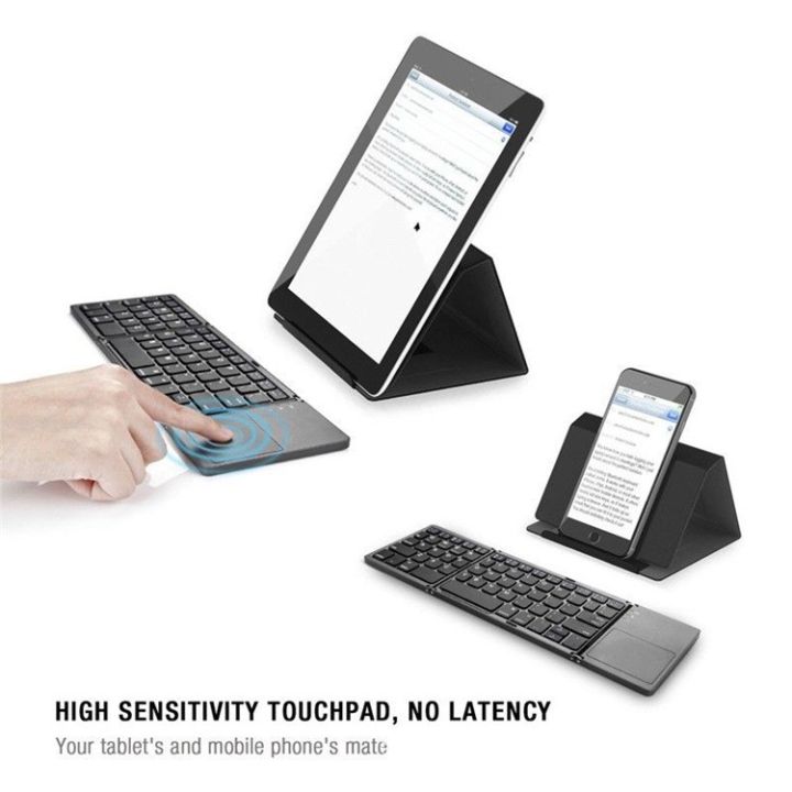พร้อมส่ง-คีย์บอร์ดไร้สาย-keyboard-bluetooth-แบบพกพาพับได้-touch-padในตัว-นำ้หนักเบา-สกรีนแป้นพิมพ์-th-en