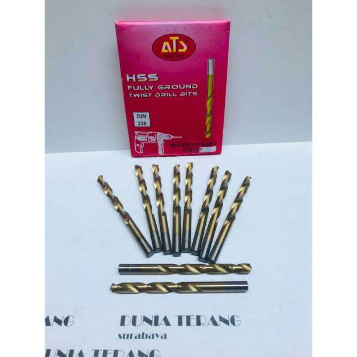 Mata Bor Besi Ats Mm Kuning Hss Tin Coated Fully Ground Twist Drill Bits Mm Lazada Indonesia