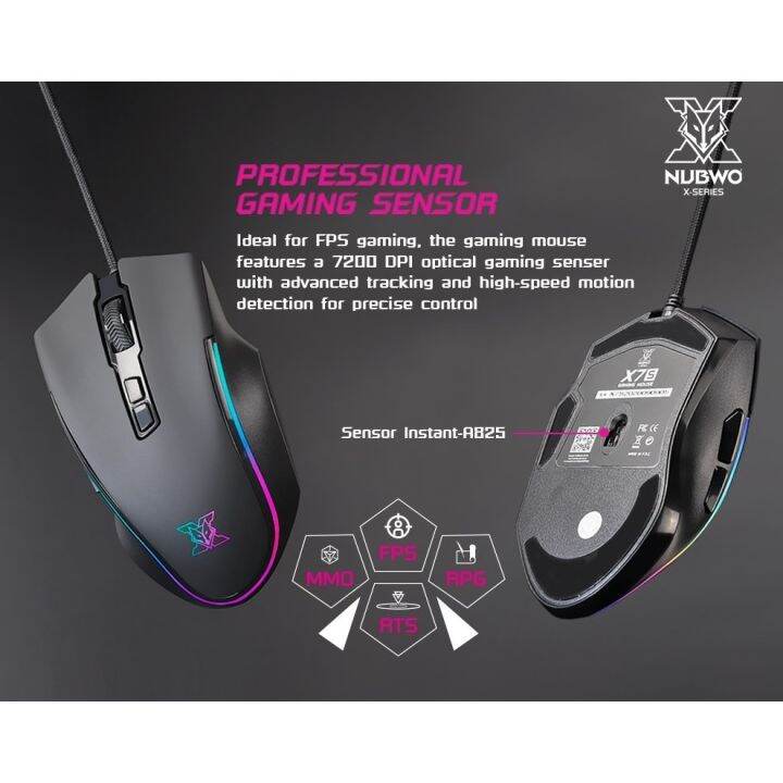 nubwo-ราคาพิเศษ-x7s-new-mouse-gaming-เม้าส์ที่ออกแบบมาสำหรับสายเกมส์แนว-fps-mmo-rts-rpg-มี-so