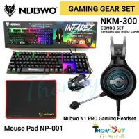 GAMING GEAR SET  keyboard+mouse Nubwo NKM-300+หูฟังเกมมิ่ง Nubwo N1 PRO Gaming Headset แผ่นรองเมาส์Nubwo