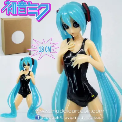 Hatsune Miku swim suit. (กล่องน้ำตาล) **งานจีน**  มิคุ โมเดลสาว โมเดลผู้หญิง