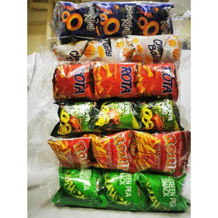 30 Packs Oriental Chicken Ring Snack /Rostick/Green pea/Cheese ball ...