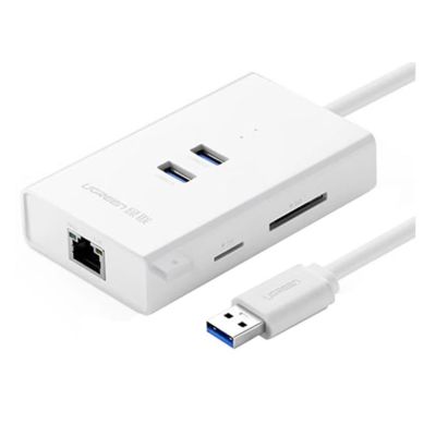 UGREEN ⚡️FLASH SALE⚡️(ราคาโปรโมชั่น) USB3.0 3in1 UGREEN USB 3.0 to LANGigabit+HUB+Card Read (20248)
