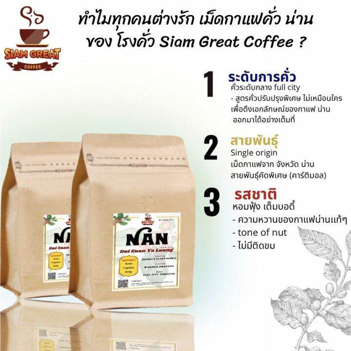 ลดจัดหนัก-เมล็ดกาแฟคั่ว-arabica-น่าน-full-city-ดอยสวนยาหลวง-500-g-250g-x-2ถุง-คั่วกลาง