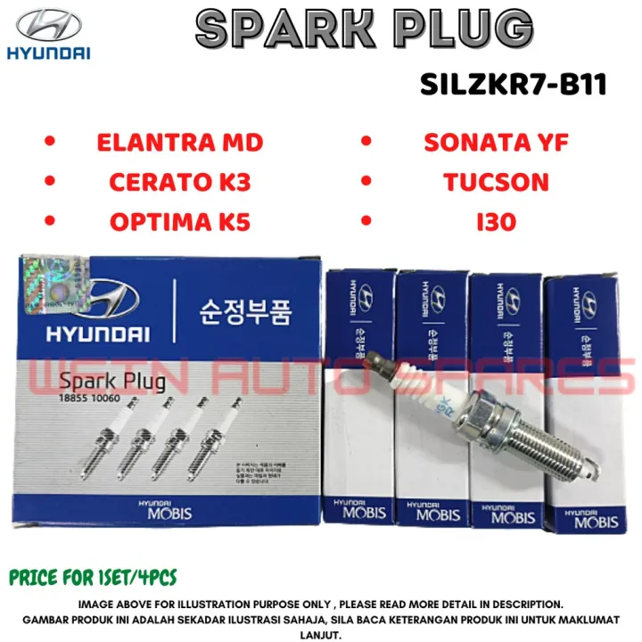 KIA / HYUNDAI SPARK PLUG (SILZKR7B-11) IRIDIUM OPTIMA K5 / CERATO K3 ...