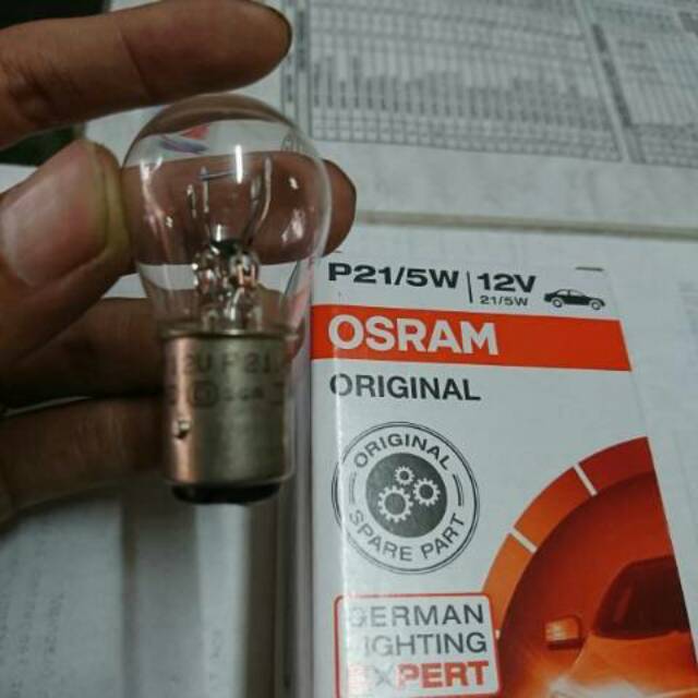 Bohlam Lampu Rem Mobil Motor Double 2 Kaki P21/5W OSRAM Original Bawaan ...