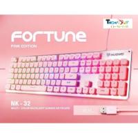 NUBWO NK-32 Pink Edition สีชมพู เกมมิ่งคีย์บอร์ด Rubber Dome Switches FORTUNE TH/ENG