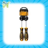 INGCO ชุดไขควง ปากแบน + ปากแฉก แกนกลม ขนาด 5 นิ้ว 2 ตัวชุด รุ่น HKSD0248 ( Screwdriver Set ) / ไขควงชุด