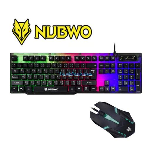 NUBWO คีย์บอร์ด+เมาส์ ไฟทะลุอักษร NKM623 Combo Set Keyboard+Mouse คีย์บอร์ด+เมาส์เกมส์มิ่ง