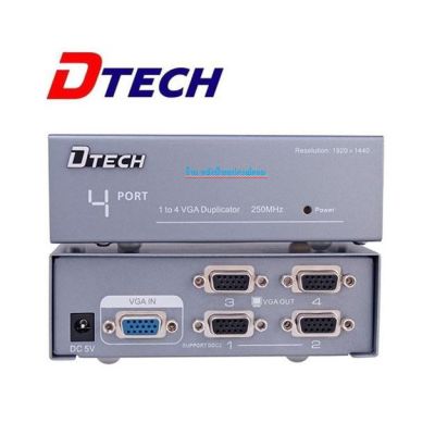 DTECH 2 Way Powered VGA Splitter Amplifier Box High Resolution 1080p SVGA Video 1 in 2 out 250 Mhz for 1 PC to Dual Moni