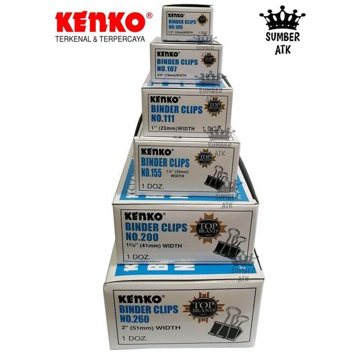 BINDER CLIP KENKO No.155 / Jepitan Kertas 1 Box isi 12 pcs Lazada