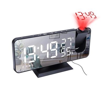 1Set Electronic Alarm Clock with Projection FM Radio Time Projector Bedroom Mute Clock ABS A