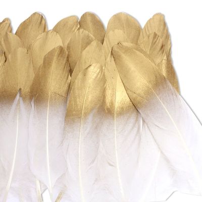 Wholesale Gold Dipped Feathers for Crafts Feather Decoration Needlework Accessories Plumas