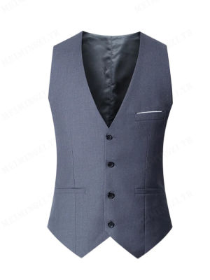 Meimingzi เสื้อกั๊กตัดไหล่ผู้ชาย Slim Mens Vest Groomsmen Professional Attire