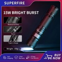 SUPERFIRE A12 ultra powerful flashlight Walking Adventure Fishing 15W Zoom torch light rechargeable power Emergency Portable Rechargeable  Flashlights