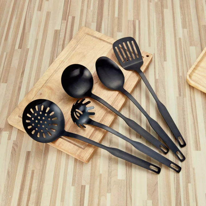5pcs/set Silicone Cooking Utensil Set, Minimalist Black Non-stick Kitchen  Gadget Tool Set For Kitchen