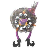 Halloween Door Wreath LED Purple Halloween Wreath With Witch Hat Leg Halloween Spooky Decor For Wall Window Living Room Bookshelf And Fireplace excitement