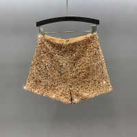 2023 Summer New Sparkling Sequin Shorts Womens Sexy Spicy Girls High Waist Slim A-line Wide Leg Pants Hot Pants