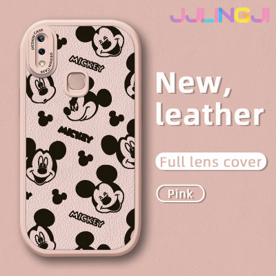 Jlingji เคสสำหรับ Vivo Y85 V9เยาวชน Y66 V9 Pro V5 V5s V5 Y67 Lite กระแสแฟชั่นลายมิกกี้เมาส์ใหม่ฝาครอบ Lensa Kontak หนังดีไซน์ใหม่โทรศัพท์ดีไซน์ด้านข้างมีกล้องบางป้องกันเคสกันกระแทก