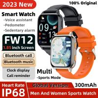 【IP68】คุณภาพสูงใหม่ FW12 Bluetooth Call AI Voice Sports Watch 1.85นิ้วรองรับHeart Rateเครื่องวัดออกซิเจนในเลือดผู้ชายผู้หญิงสมาร์ทวอทช์กันน้ำ