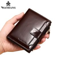 ManBang Genuine Leather Men Wallets Fashion Trifold Wallet Zip Coin Pocket Purse Cowhide Leather man wallet high quality Wallets
